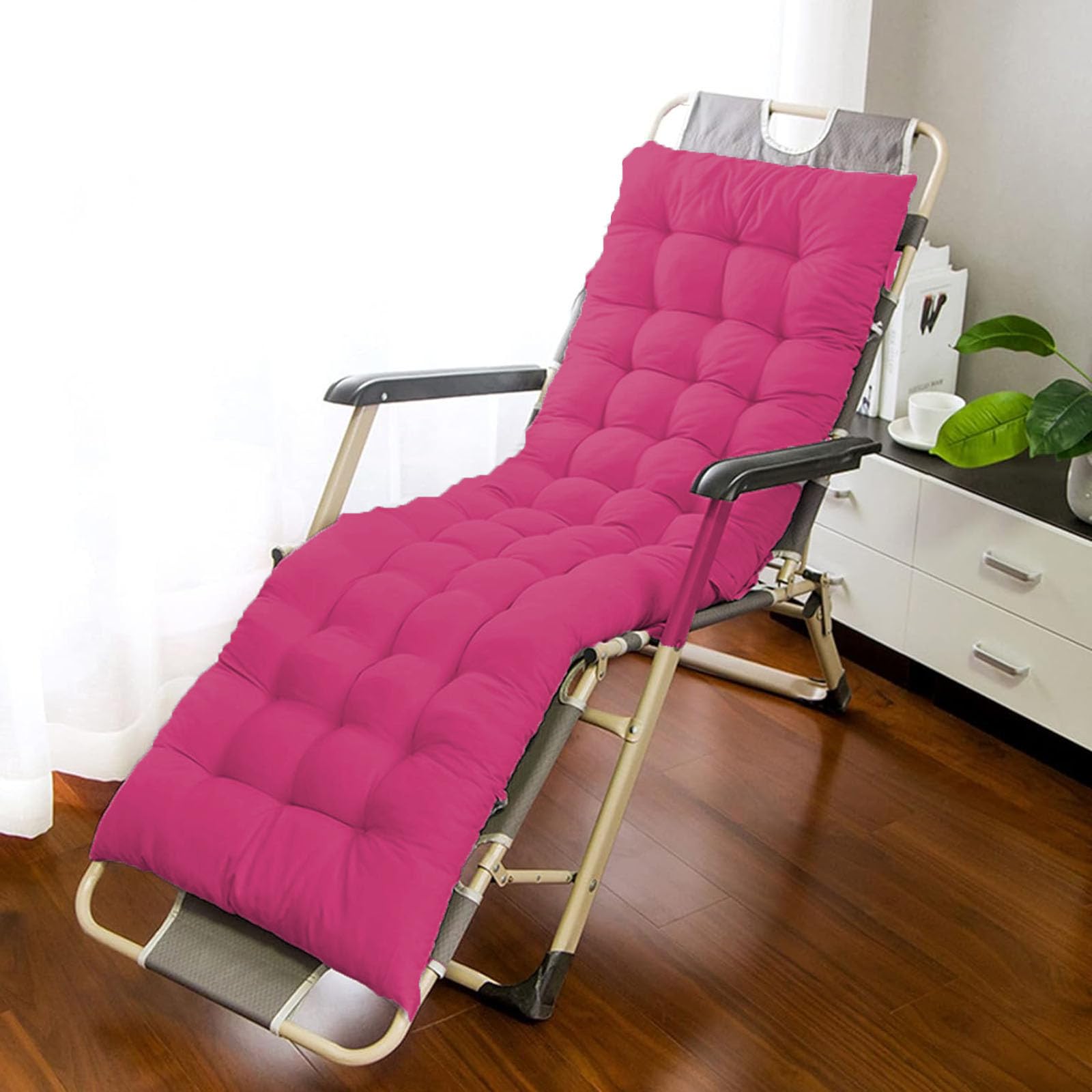 BangDon Elegant Style Sun Lounger Cushion Only Classic Home Furniture Chaise Rocking Chair Cuhsion Thickened Chair Pads(No Chairs) for Patio Garden Tatami Sofa (Rose red,110 * 45)