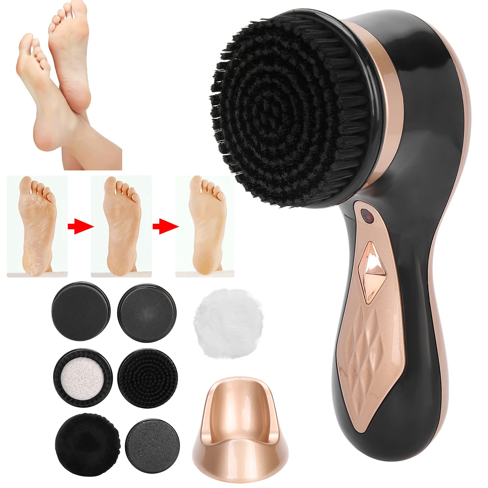 Kit Lustrascarpe Elettrico Set Multifunzionale Portatile per Lucidatura e Pulizia della Pelle per Casa e Viaggio 7 Testine