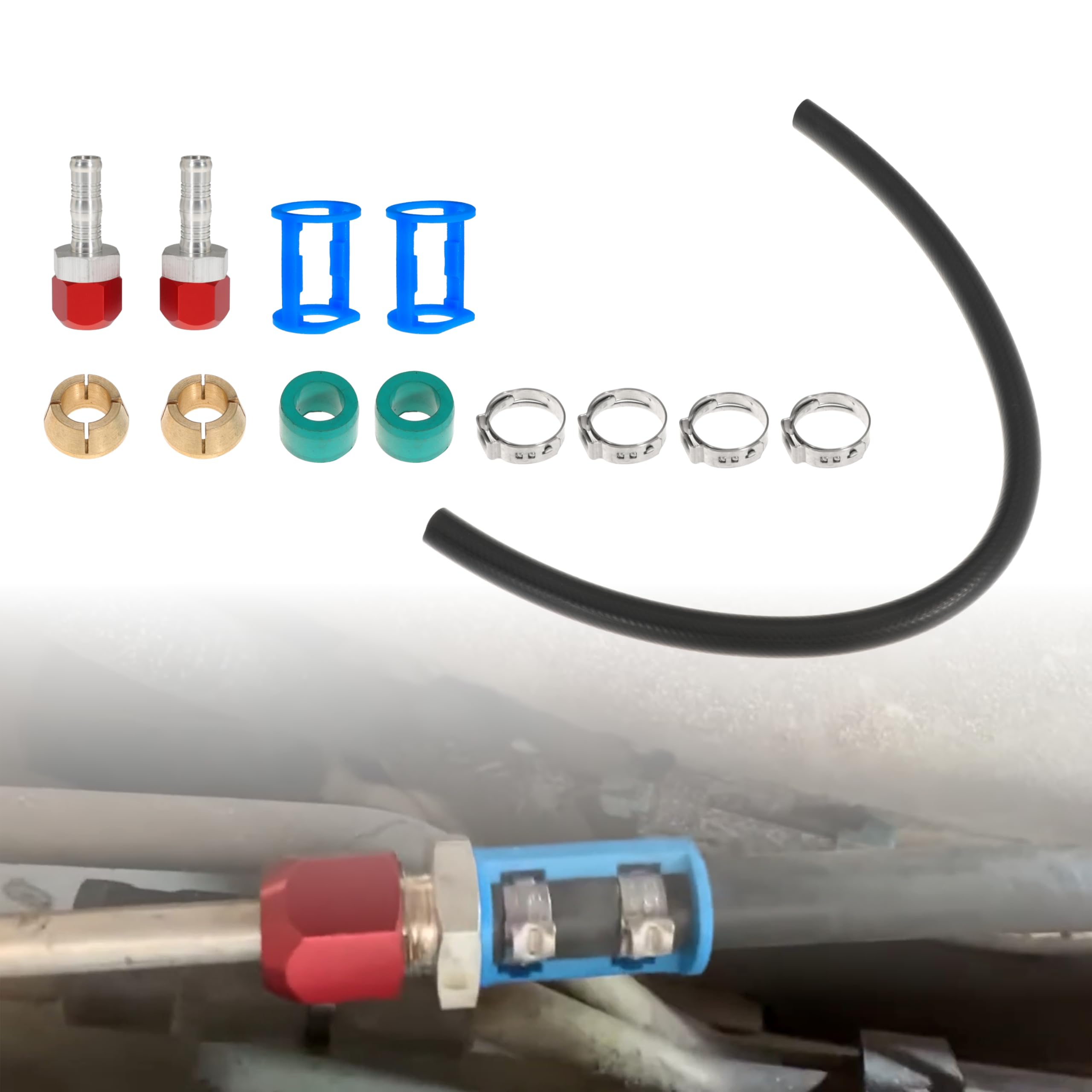 800-671 Kit de empalme de línea de aire acondicionado para línea de 3/8 con manguera n.º 6 800671, kit de acoplador de empalme de reparación de aire acondicionado para reparación de línea a manguera