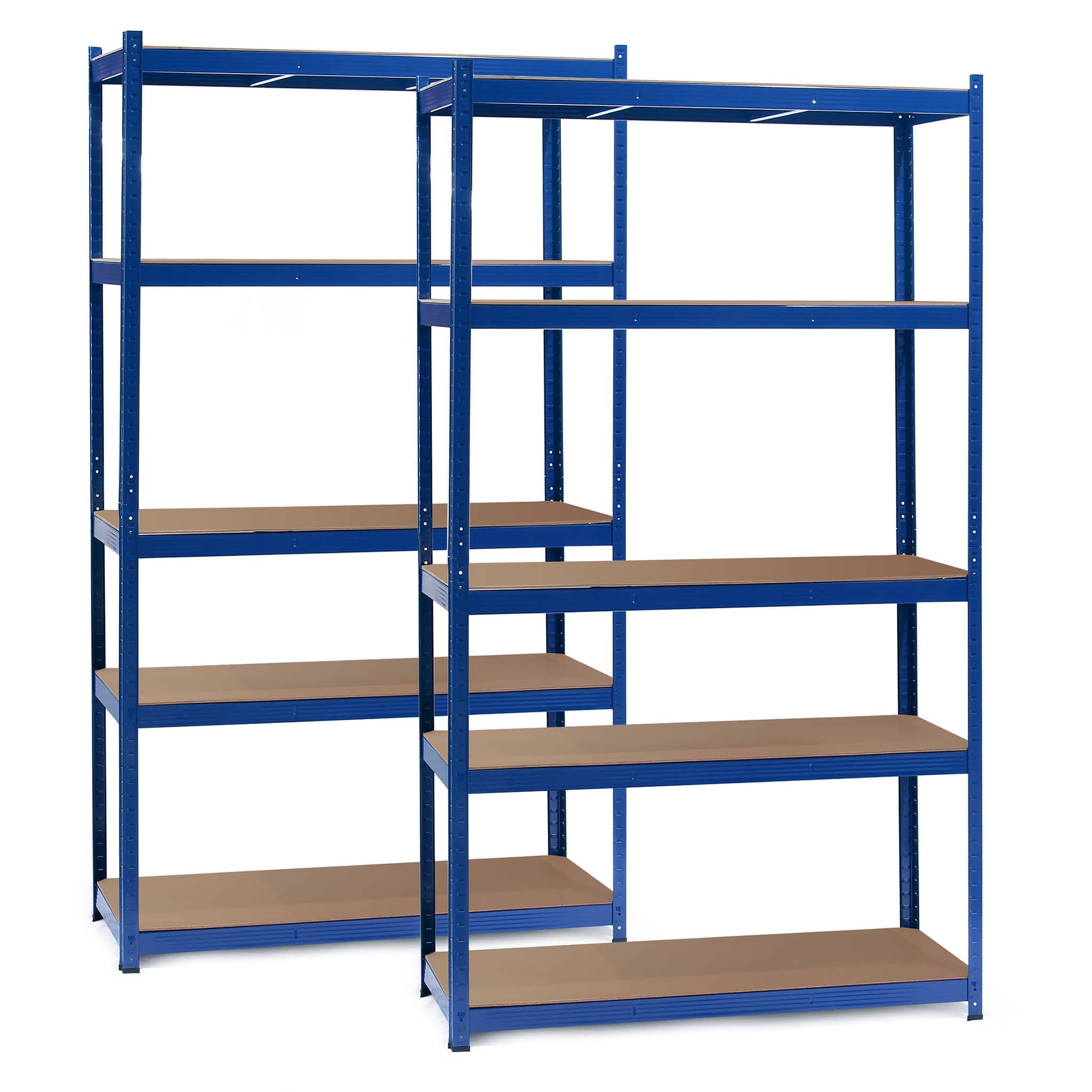 WilTec Set 2x Heavy-duty Shelving System Boltless Blue 100x50x200cm, 200kg/Level, 5 Levels