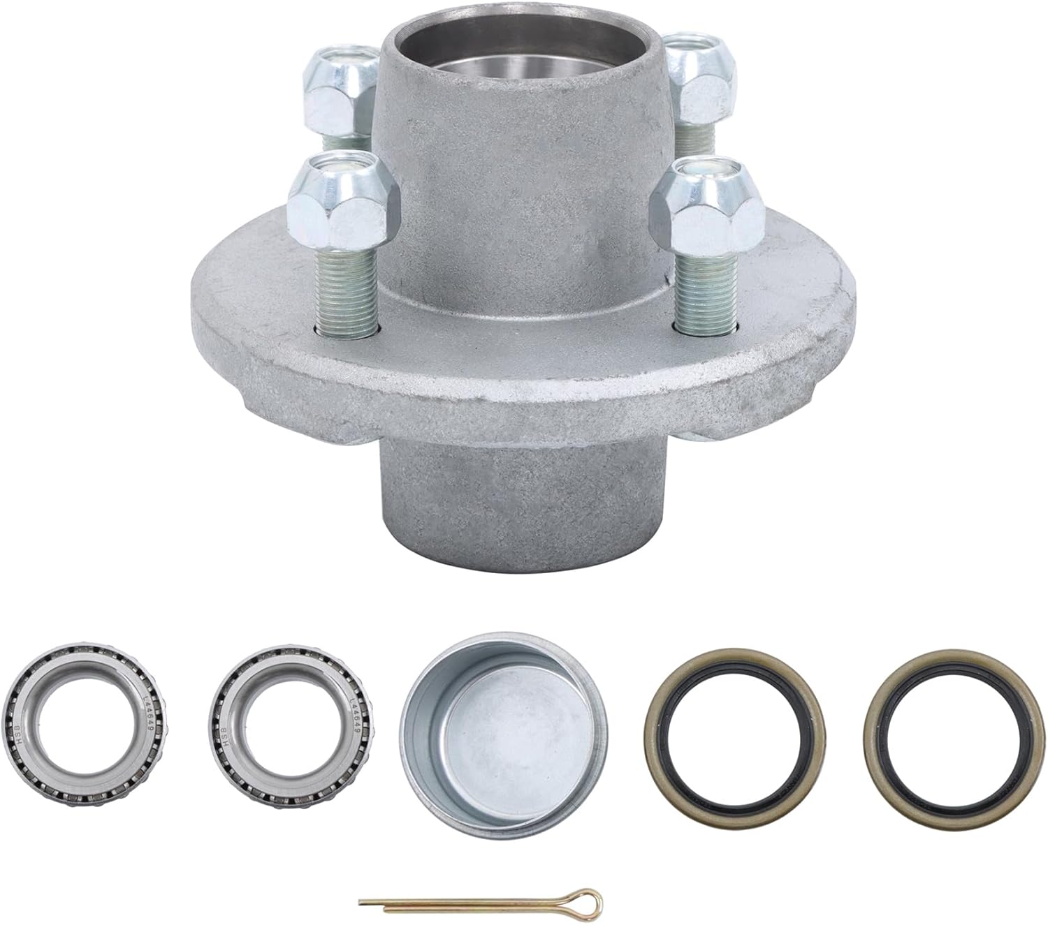 GXYWADY 4 on 4 Inch Galvanized Trailer Hub Replacement for 2000 lbs 1 Inch or 1-1/16 Inch Spindle with Trailer Bearing Kit (6 Pieces/Set)