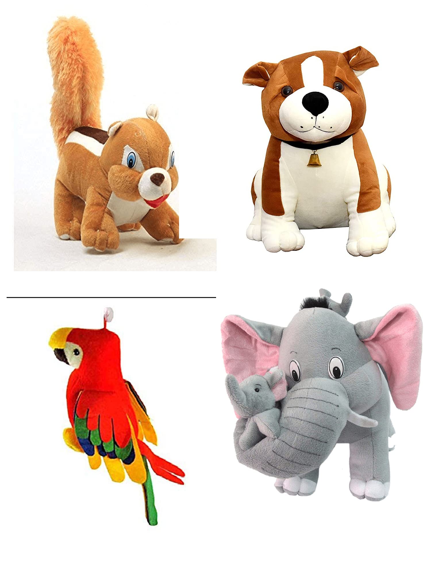 CMS Crop Elephant, Bull Dog, Parrot, Squirrel Soft Toy, Baby Toys, Kids Toy, Soft Toy, Toy for Girl, Birthday Gift for Girl/Boys, Combo Pack of 4 (B09HY64FMF) Amazon Price History, Amazon Price Tracker