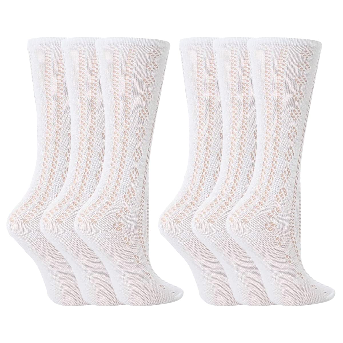 6 x Girls Drew Brady Pelerine 3/4 Socks White 4/6
