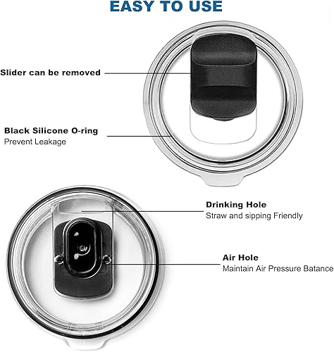 Miniatura 5 de YETI - Paquete de 2 tapas de repuesto de 30 onzas para YETI con 2 deslizadores magnéticos de repuesto (espuma de mar + rojo), a prueba de derrames,