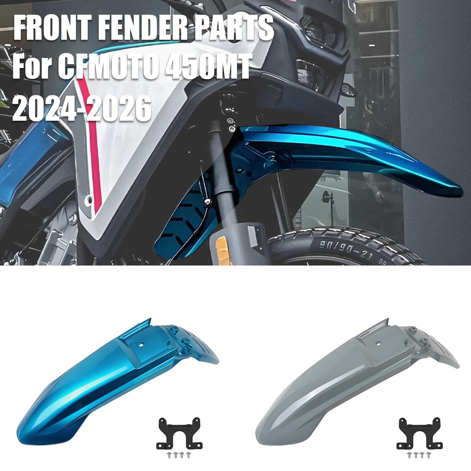 WOOGA Motorrad Kotflügel Vorne Abdeckung Kotflügel Spritzschutz Schutz passend für CF&Moto 450MT 450 MT 450-MT 2024 2025 2026 (Grau)