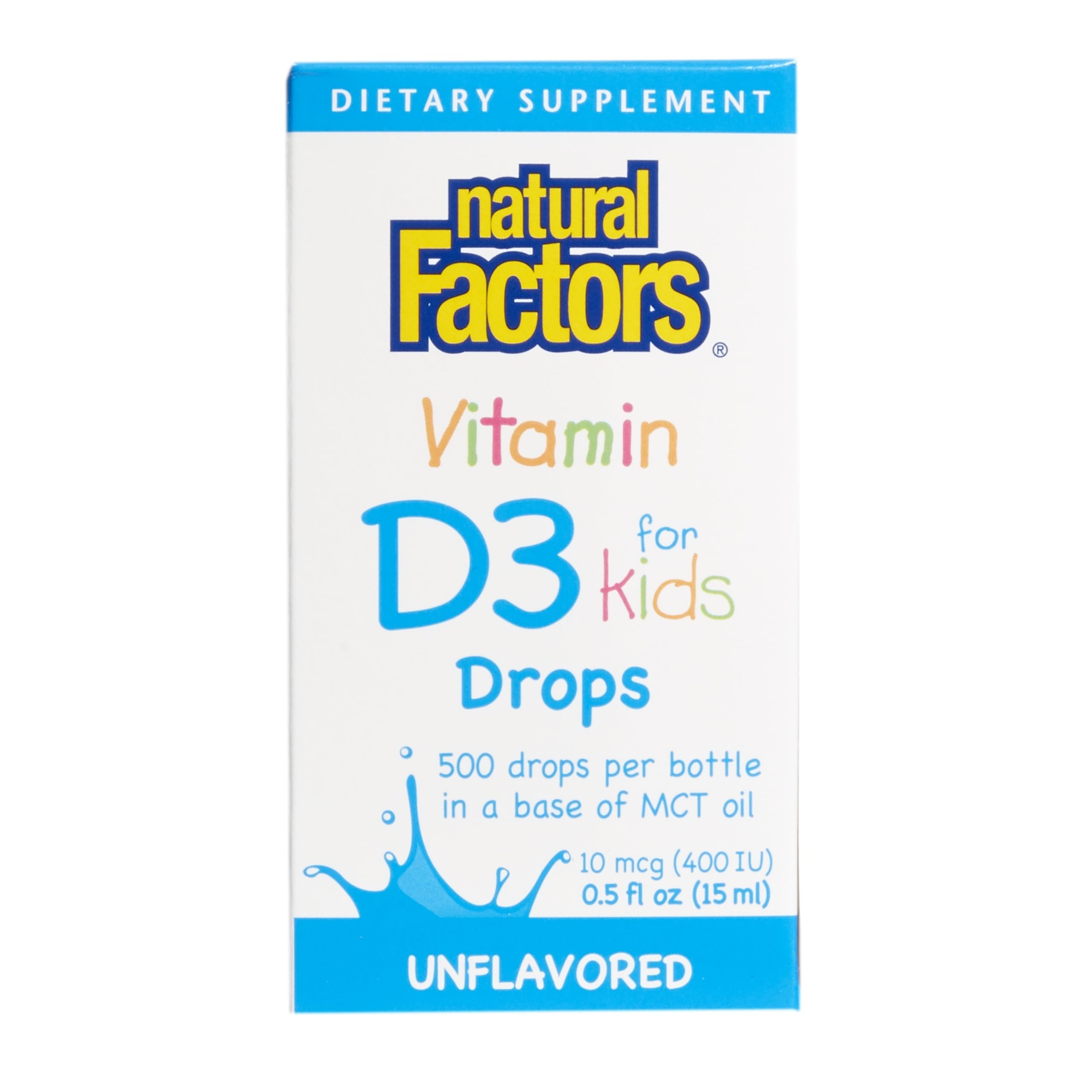 Natural Factors Vitamin D3 Drops for Kids 400 IU, 0.5 oz