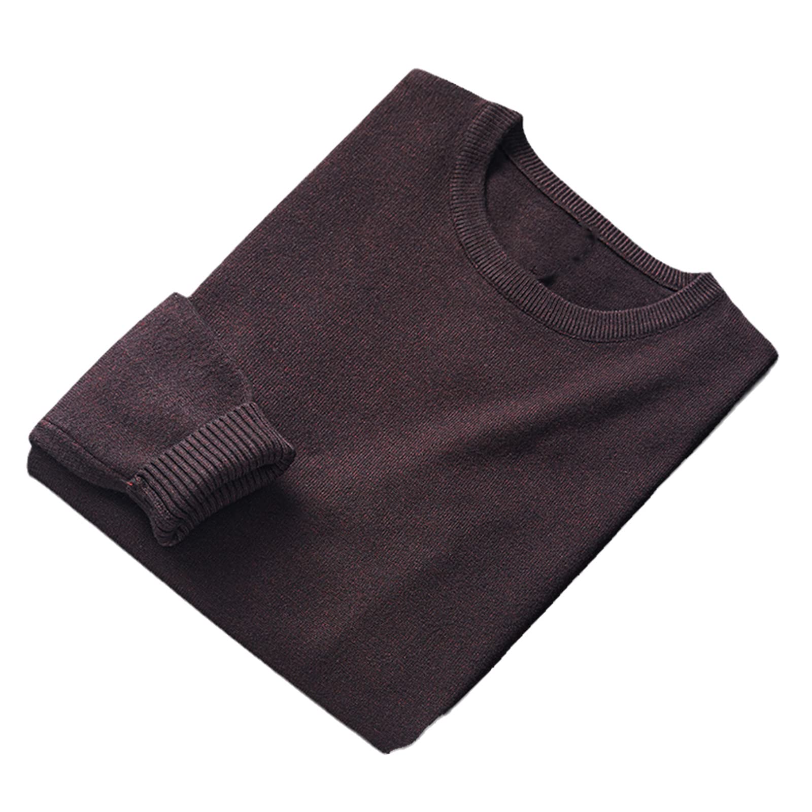 Vogrtcc Suéter de otoño e invierno para hombre, tejido de punto de color sólido para hombre, de manga larga, con cuello en O