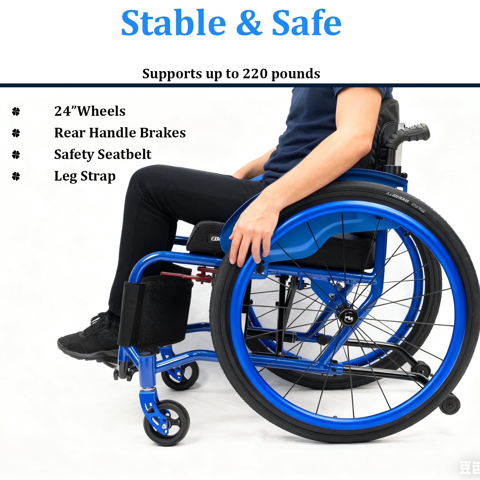 Carrozzina per disabili, Pieghevole, Alluminio, Sedia A Rotelle Portatile, Sedia Stretta, Freno Manuale, Poggiapiedi Pieghevoli(40cm/15.7in Seat,Black)