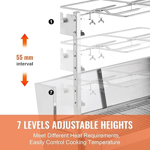 Miniatura 5 de VEVOR Kit de parrilla eléctrica para barbacoa de 46 pulgadas, kit de parrilla resistente de capacidad de 90 libras, motor automático de 42 W y