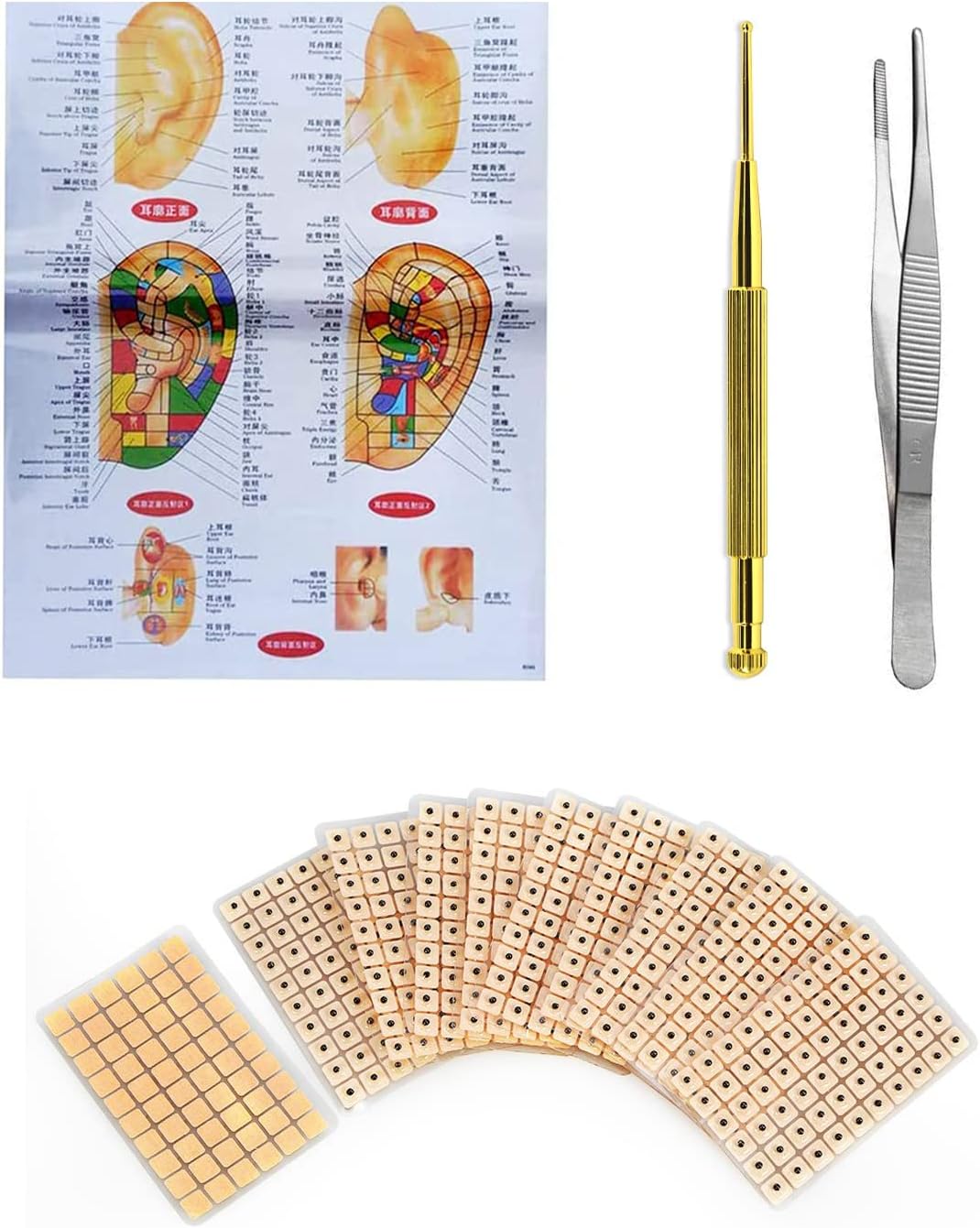 Tizzic SelfAdhesive Ear Seeds Acupuncture Kit (600 Counts), Chinese