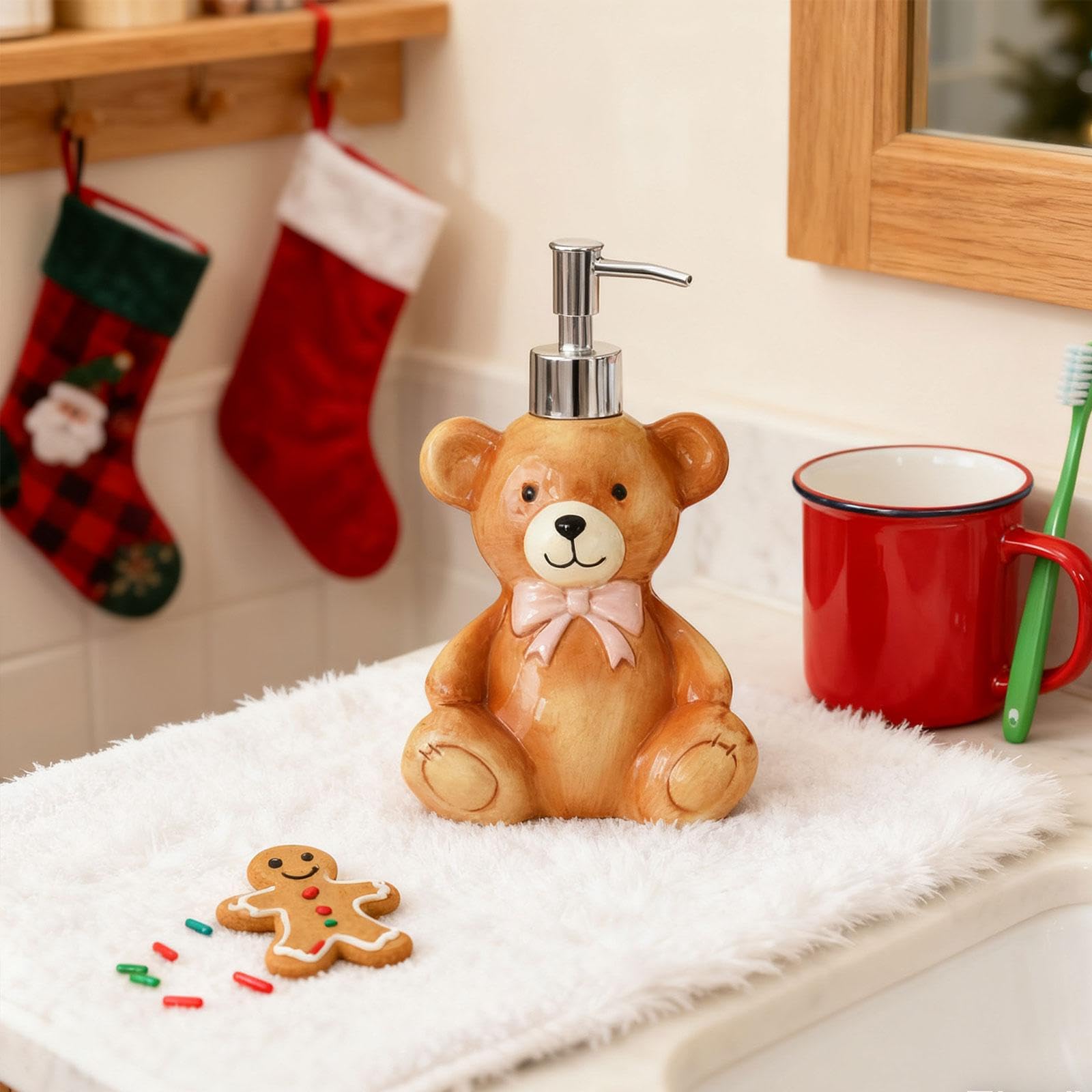 Dispenser di Sapone per Le Mani con Pompa, flacone con Pompa Ricaricabile Vuoto, flacone di lozione per Bambini con Simpatici Cartoni Animati per, Orso