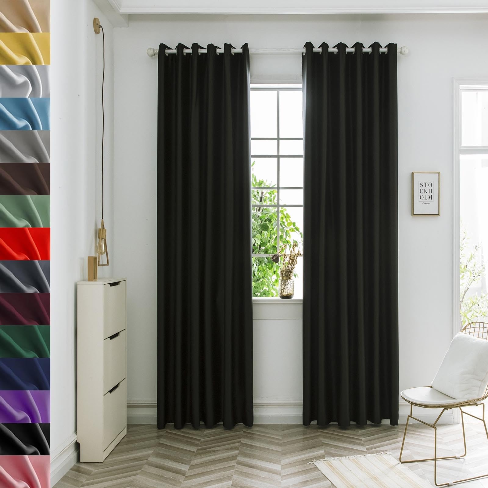 Gaifnag Black 100% Out Curtains Bedroom 200 X 250 Cm Thermal Insulated & Noise Reducing, Facile Da Installare Soundproof Out Curtains For Bedroom, Kitchen, Nursery,