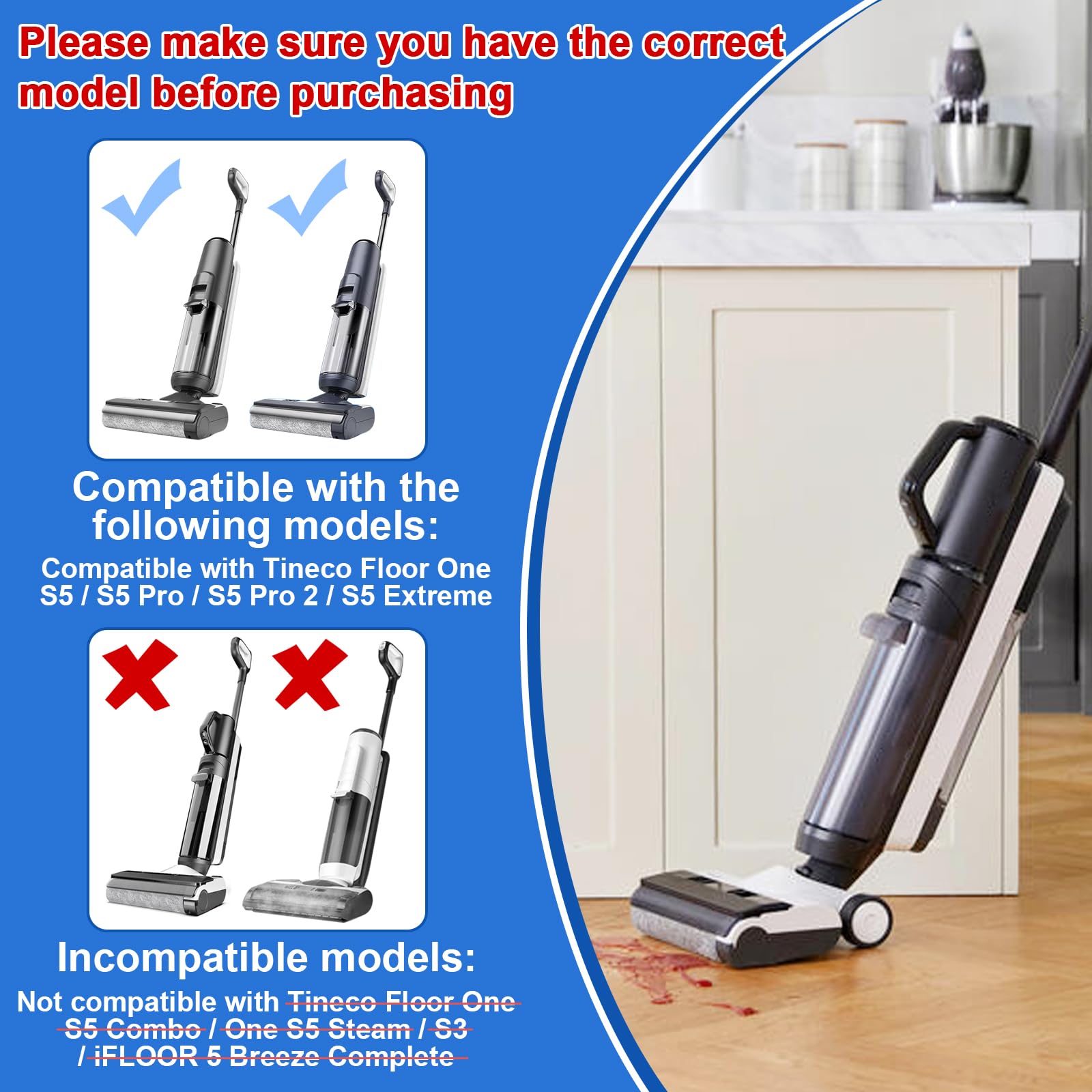 Tineco Floor One S5 Pro 2 Extreme Rouleau Brosse Rechange Filtre HEPA 2 Brosse 2 Filtre