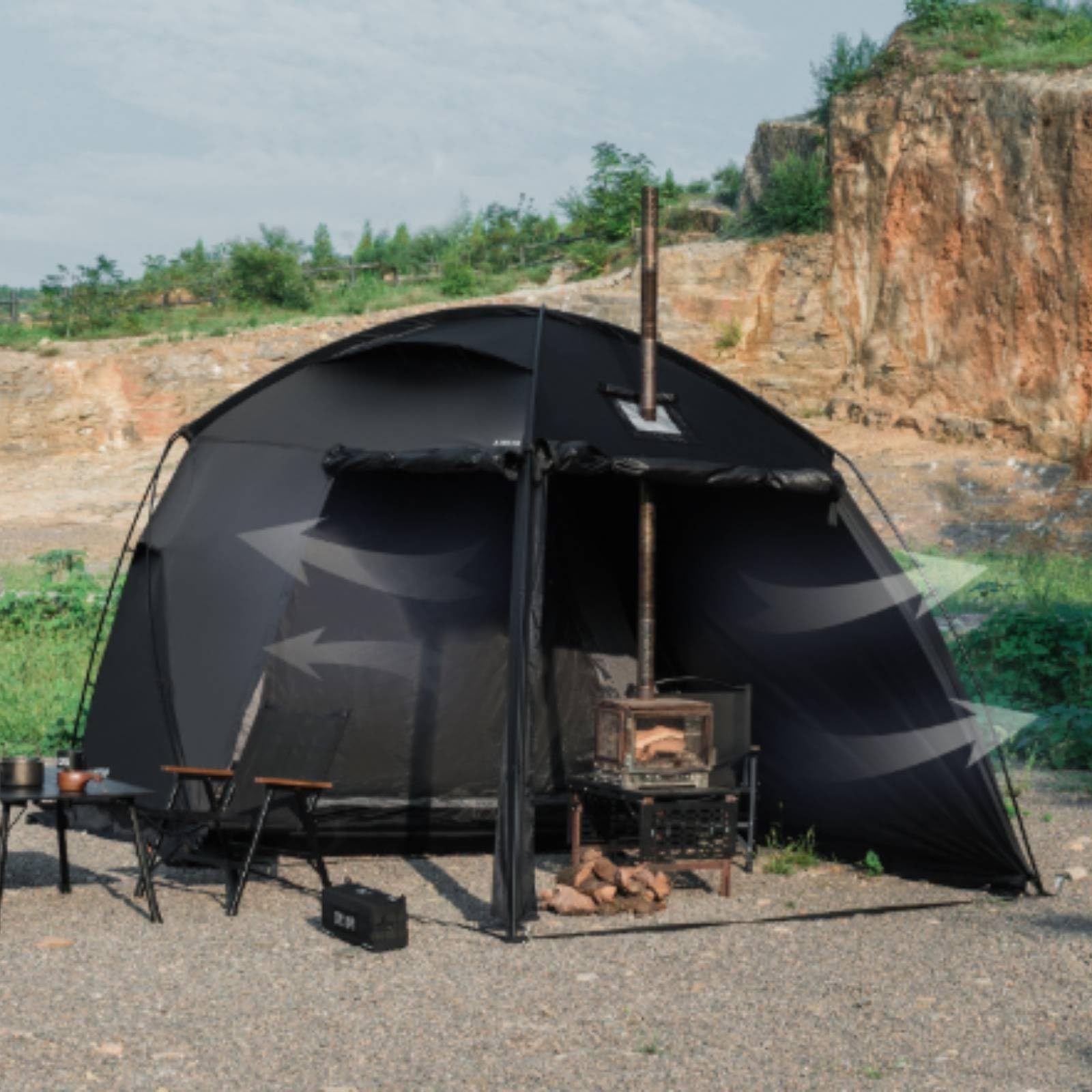 Qianly Carpa Camping con Toldo Amplia | Reforzada, Tienda Campaña con Porche, Transpirable, Tienda Campaña cho smontable, Campis