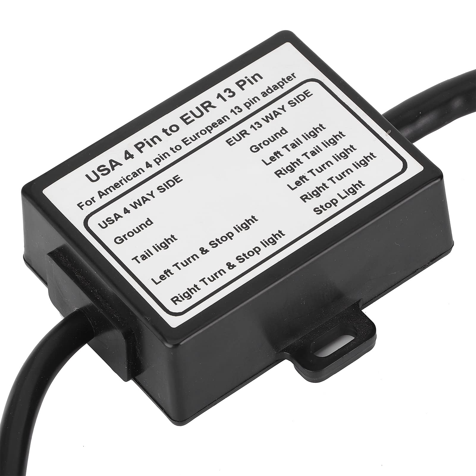 aqxreight - Trailer Light Converter, Trailer Connector Light Converter US 4-poliger Flachstecker an EU 13-poliger Runder Stecker Tragbare Adapterbuchse