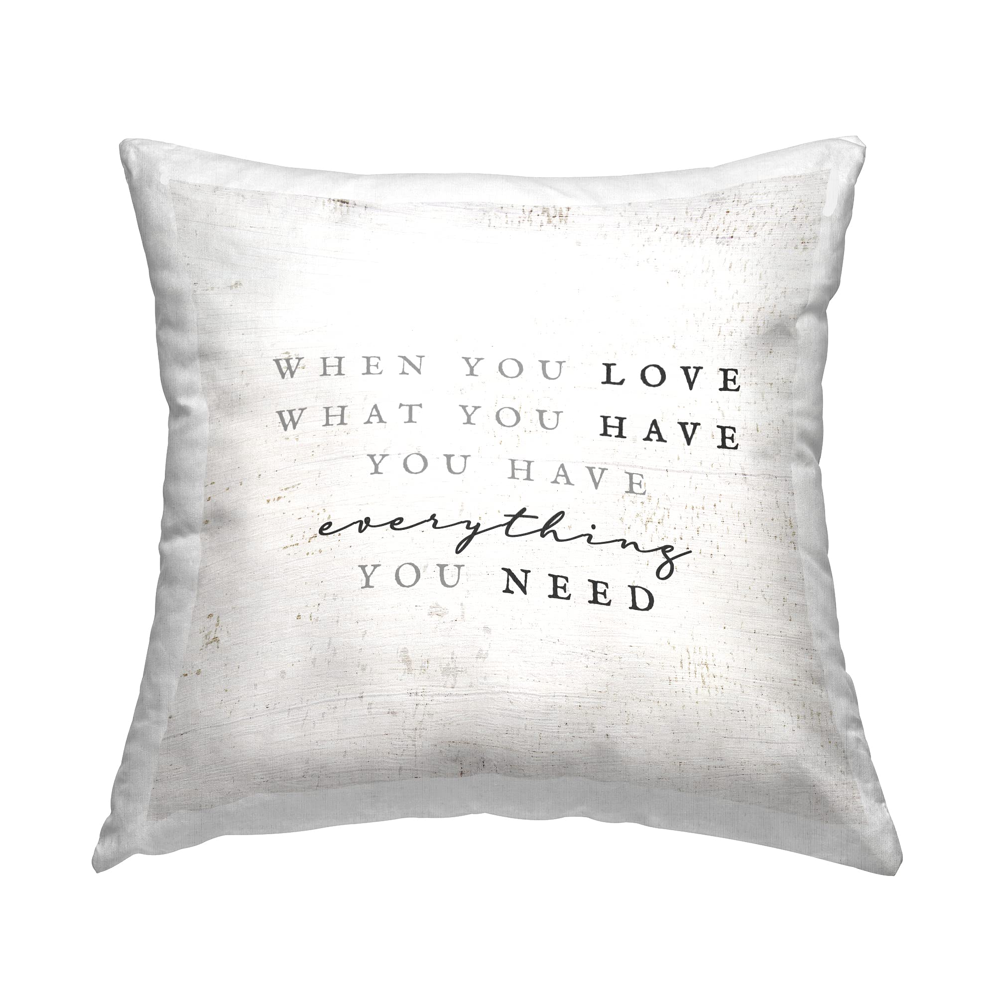 Stupell Industries Motivational Birch Pattern Love Phrase Design by Daphne Polselli Throw Pillow, 18 x 18, Off- White