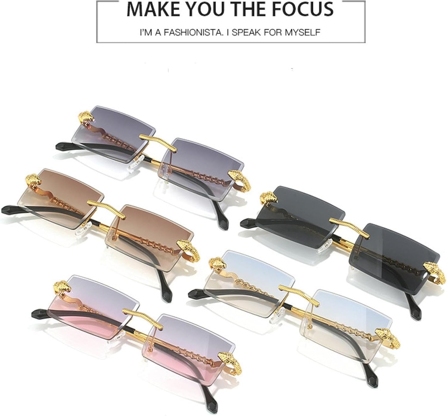 Sunglasses Uv400 Protection | Metal Leopard Rimless Women Gradient Ocean Lens Small | for Outdoor Sports(05)