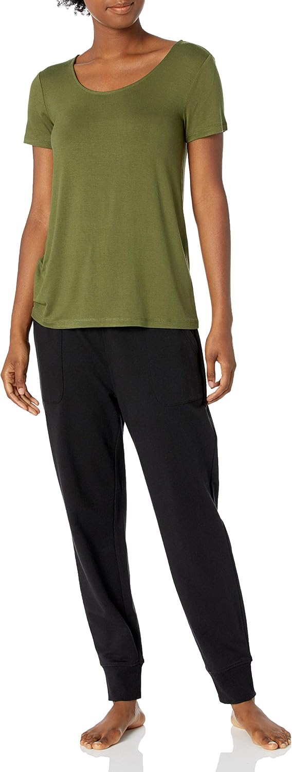 Mae Women's Loungewear Scoop Neck Short Sleeve T-Shirt : Clothing, Shoes & Jewelry