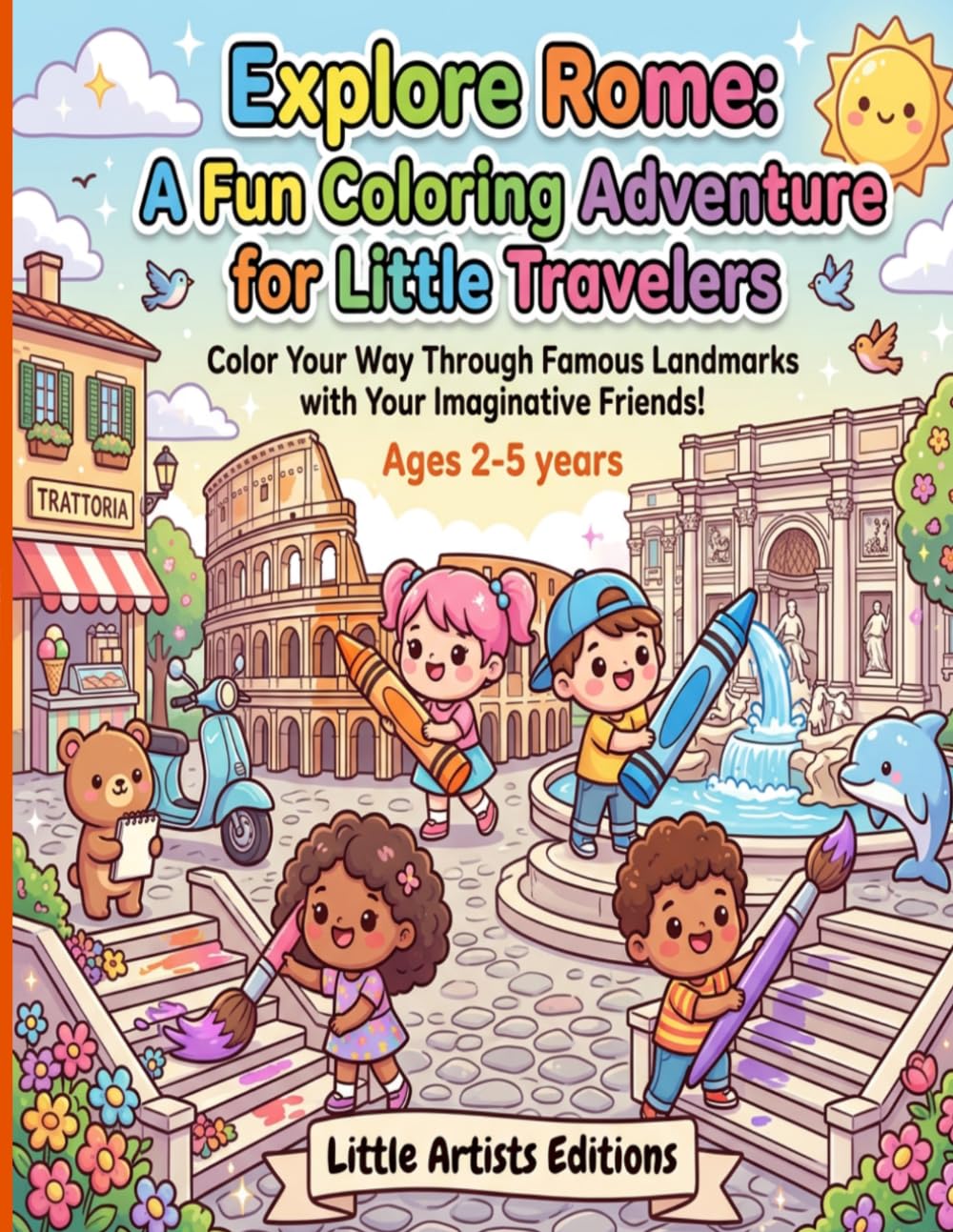Explore Rome: A Fun Coloring Adventure for Little Travelers: Color Your Way Through Famous Landmarks with Your Imaginative Friends!