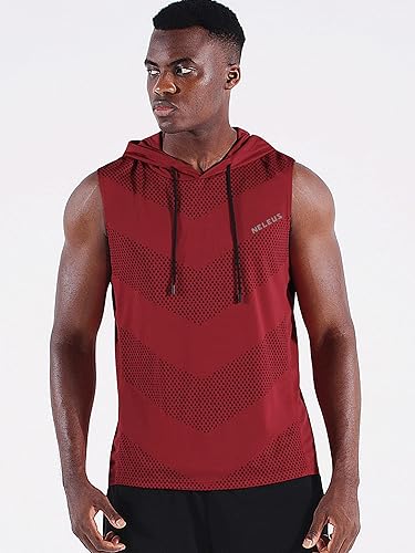 Miniatura 7 de Neleus Camisetas sin mangas de entrenamiento para hombre, paquete de 3 camisetas sin mangas para correr con capucha