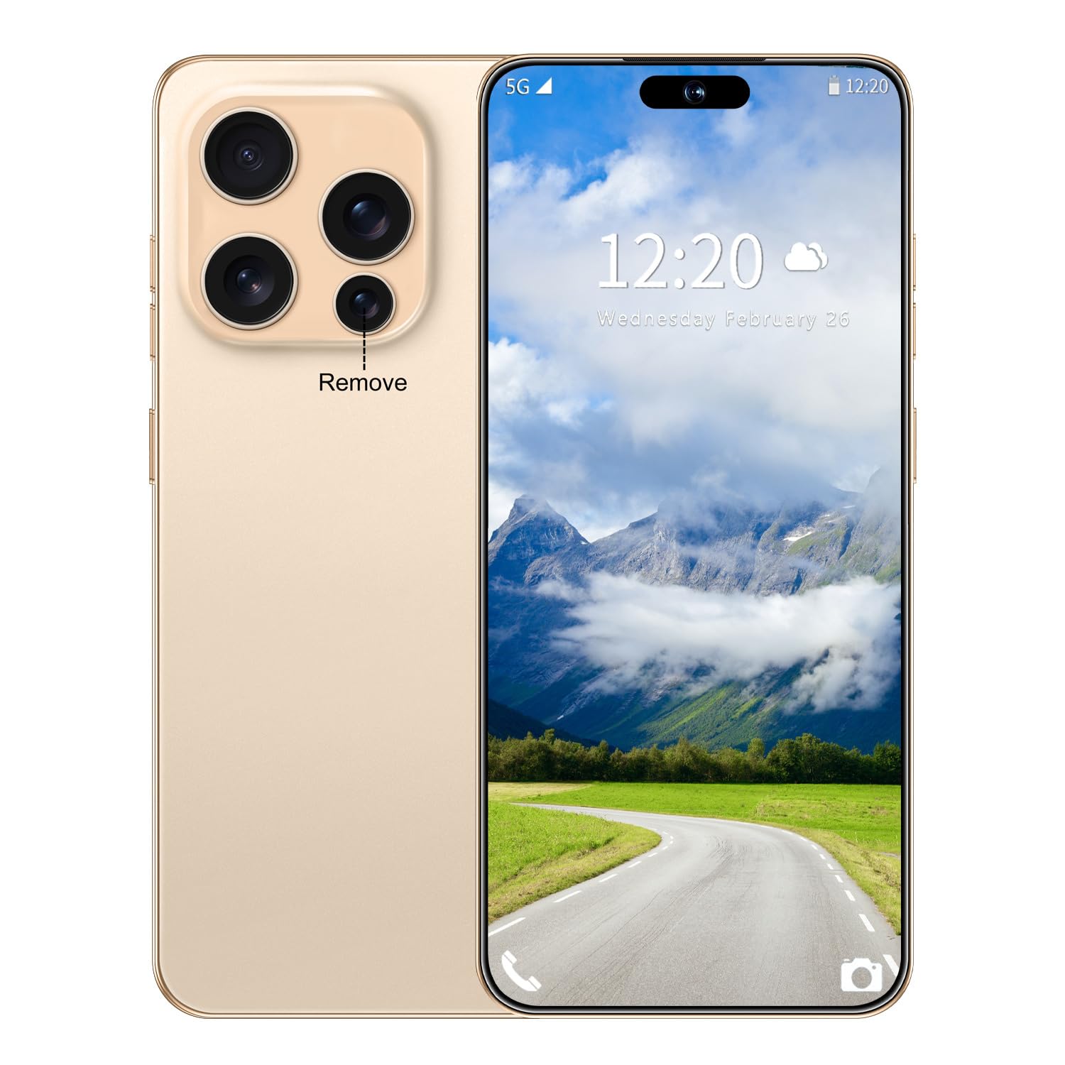 WWT I16 PM 12+512GB Smartphone Unlocked Cell Phone,6.99" HD Screen Android 14 Battery 7000mAh Unlocked Phone,Face ID/Fingerprint Button Unlock/Photos/Dual SIM/5G/GPS (Gold)