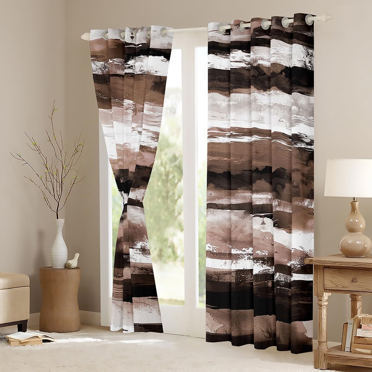 Erosebridal Abstract Grunge Blackout Curtains Watercolor Curtains, Graffiti Drapes Hippie Fluid Ink Bedroom Decor, Aesthetic Oil Painting Window Treatments