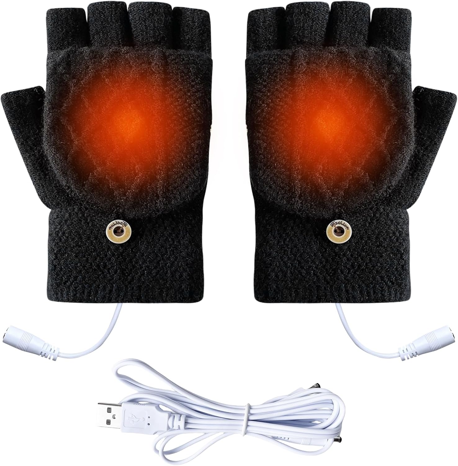 Women's & Men's USB Heated Gloves Mitten Full & Half Fingerless Winter Hands Warmer Laptop Gloves