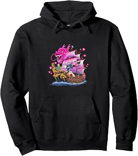 Good Luck Boat with Dragon for men women girls boys, anime Pullover Hoodie