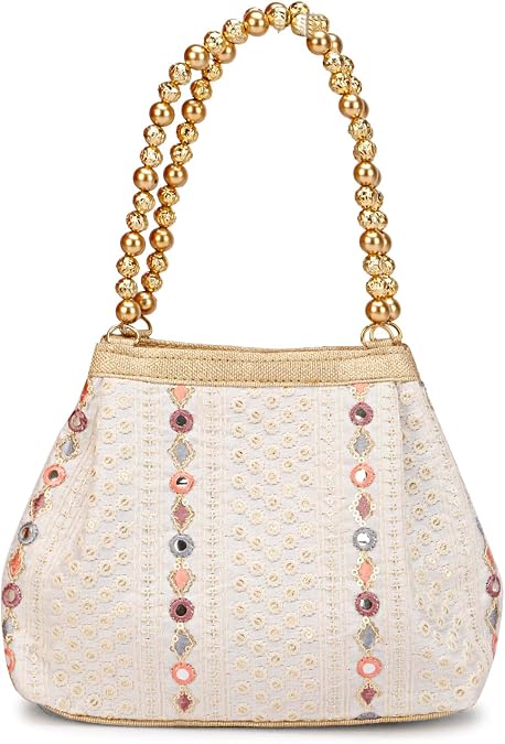 LONGING TO BUY Indian Ethnic Potli Handbag, Embroidered Evening Bag