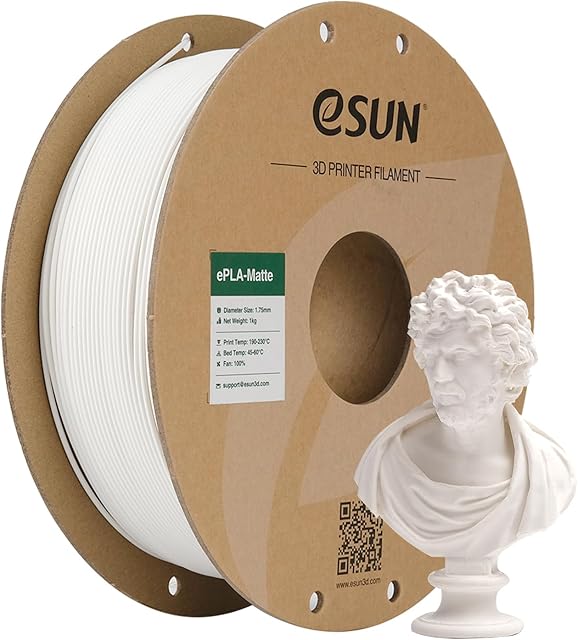 eSUN Matowy PLA Filament do Drukarek 3D, Matowy PLA Filament 1,75mm, Dokładność Wymiarowa +/- 0,05mm, 1kg na Szpulę (2,2 LBS) Filament do Druku 3D do Drukarek 3D,Matowy Mlecznobiały