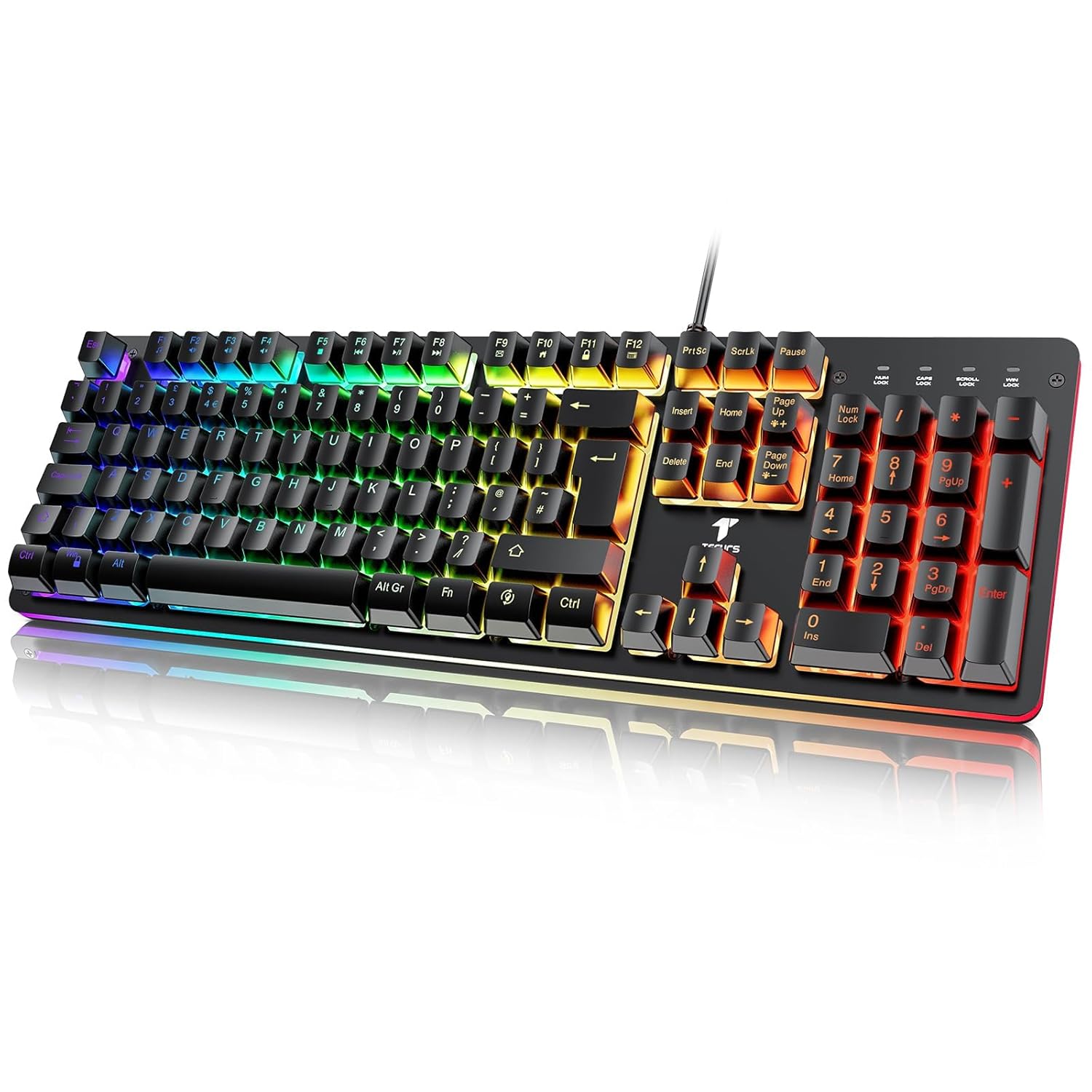 TECURS RGB Backlit Wired Gaming Keyboard connected via USB