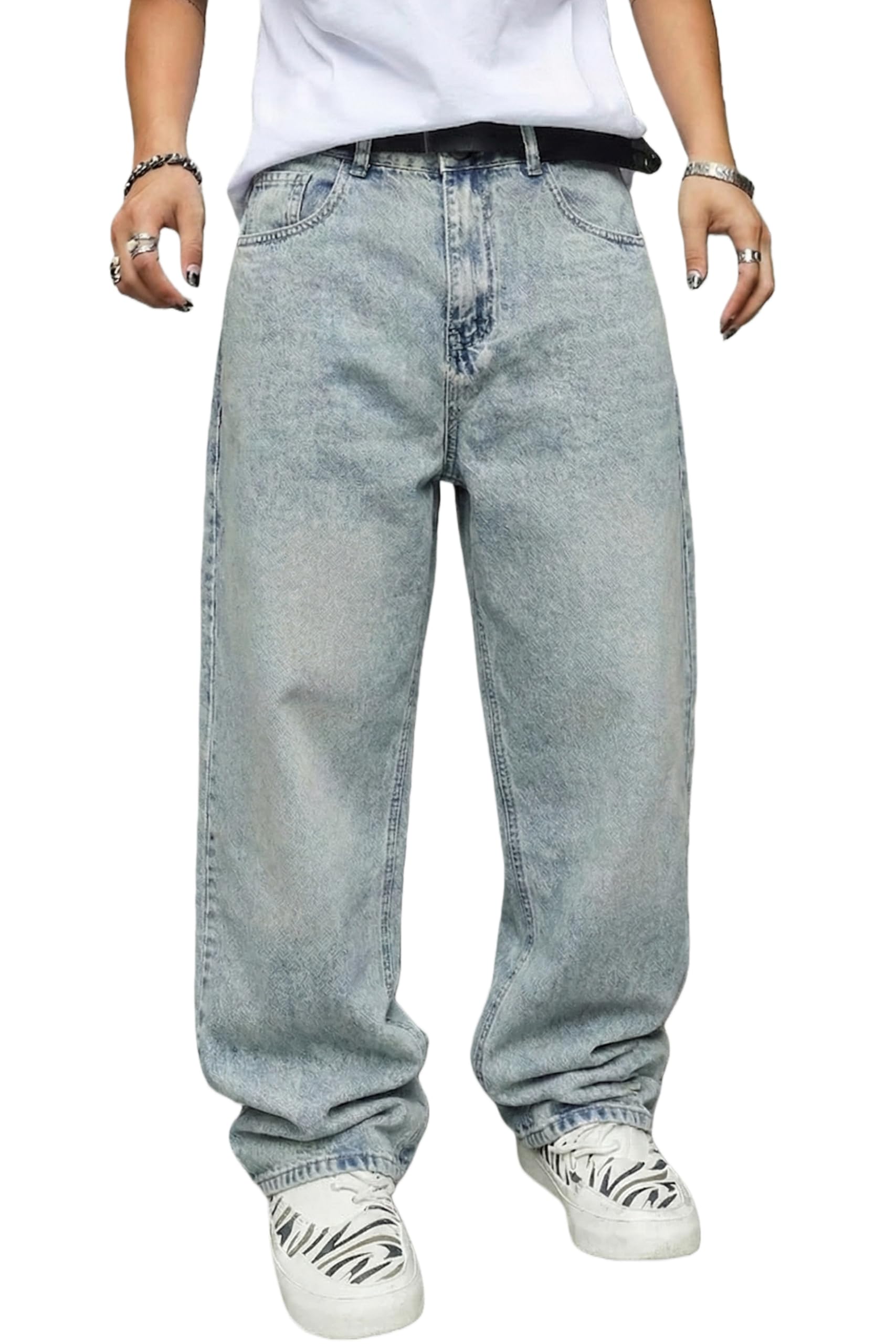 MZNBURAM Non-Stretch Baggy Jeans