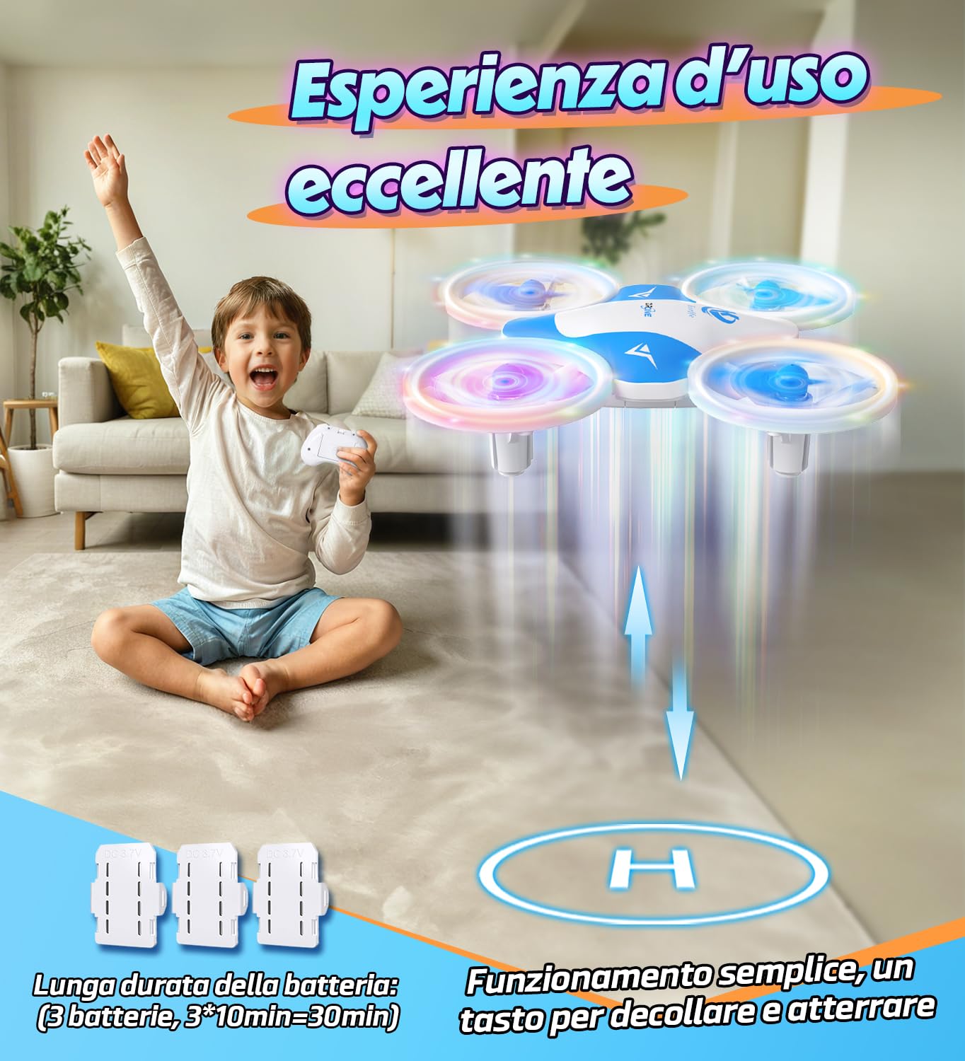 Korffe Mini Drone per Bambini Giocattoli da 6 7 8 9 10+ Anni Ragazzi, RC Aereo Giocattolo Drone per Bambini e Principianti con Luci LED Regali per Interni ed Esterni per Ragazzi e Ragazze