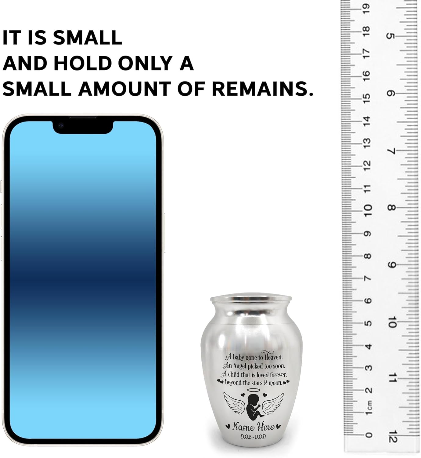 Artsy Woodsy Personalized Baby Mini Urn Stainless Steel,Decorative Keepsake Urn Engraved 2.56 inch,Memorial Urn for Childs,Loss of Child Bereavement,Small Urns Infant Baby Loss (11, 2.56x1.77)