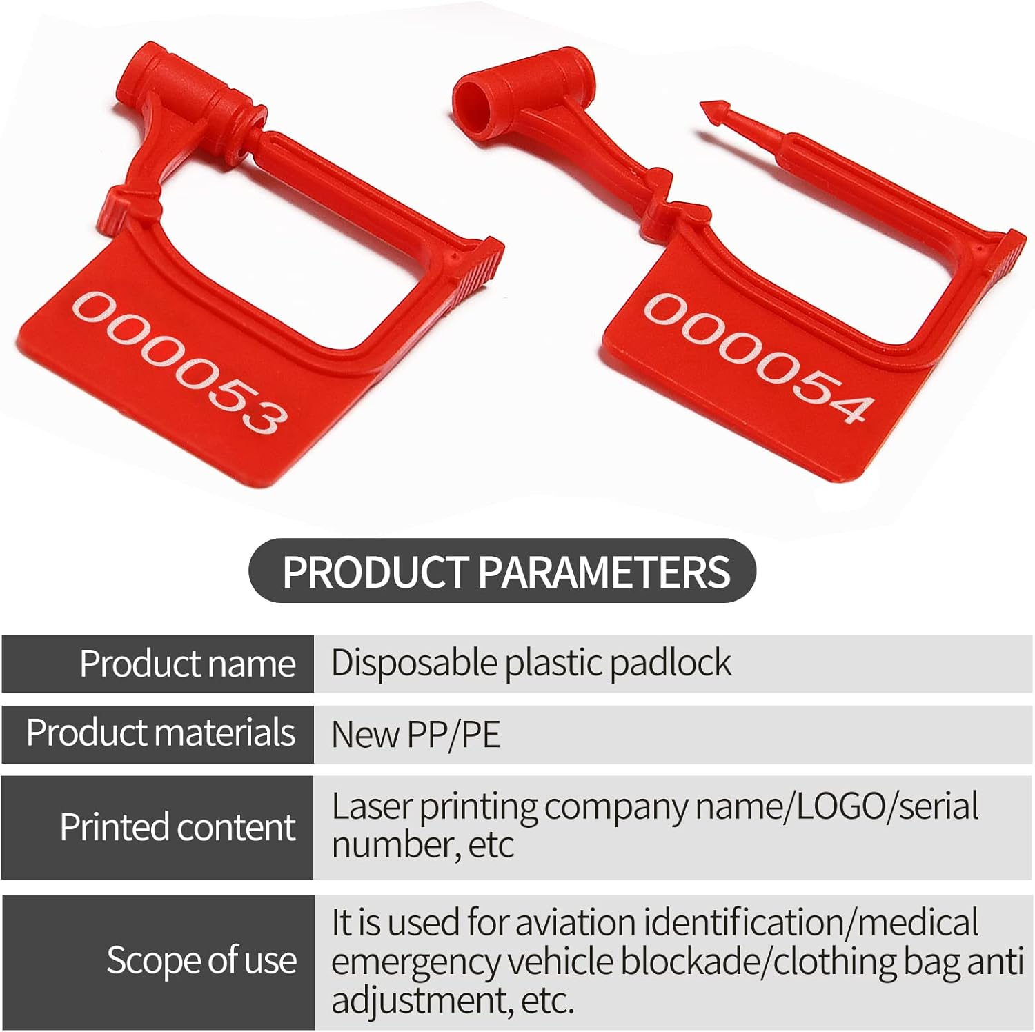 1000 Plastic Security Padlock Seals Numbered Security Tags Tamper Evident Seals Plastic Disposable Small Locks (Red)