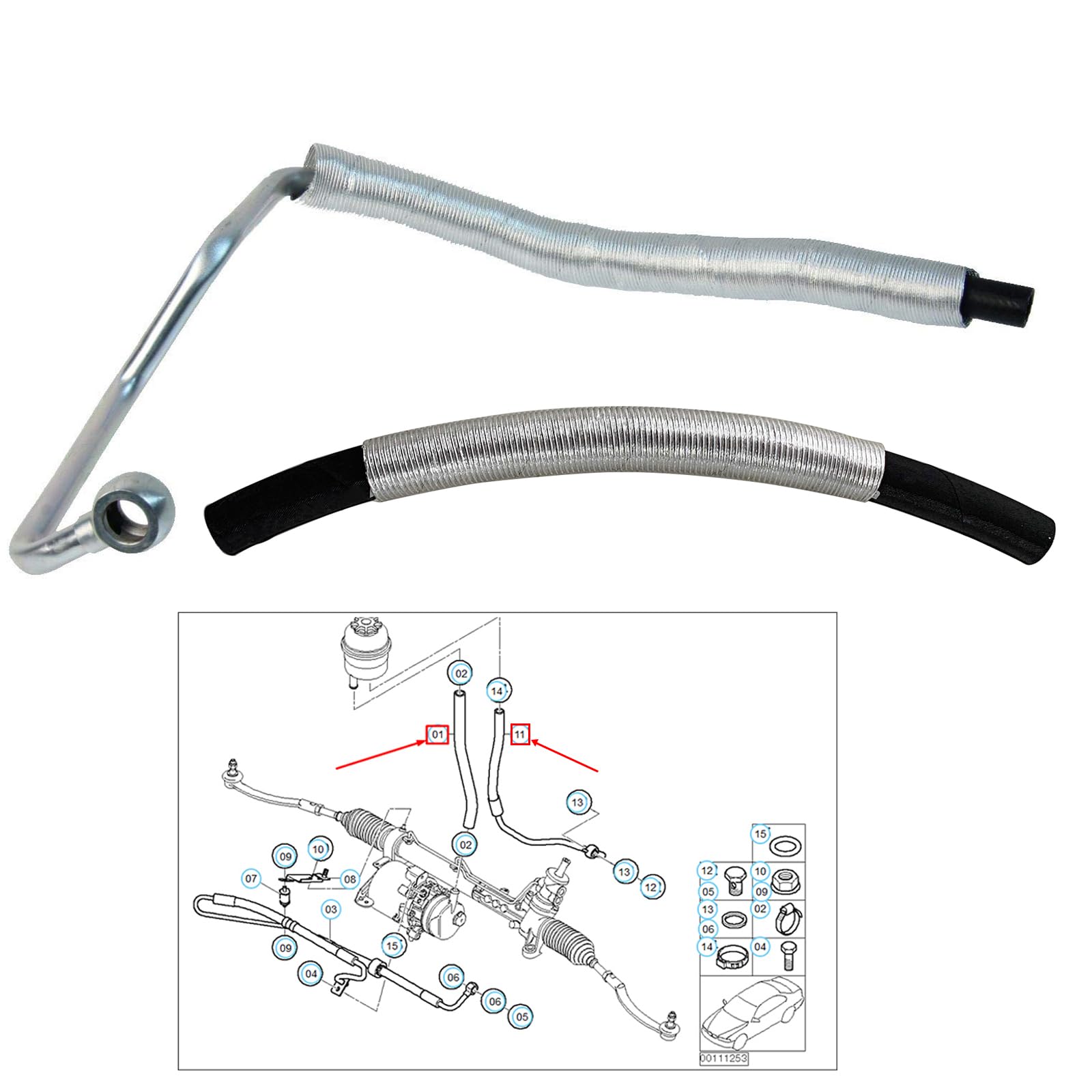 Tuyau de retour de tuyau de direction assistée pour MINI Cooper S Hatchback R50 Convertible 52 Hatchback R53 1.6L 2002 2203 2004 2005 2006 2007 2008 332416754498