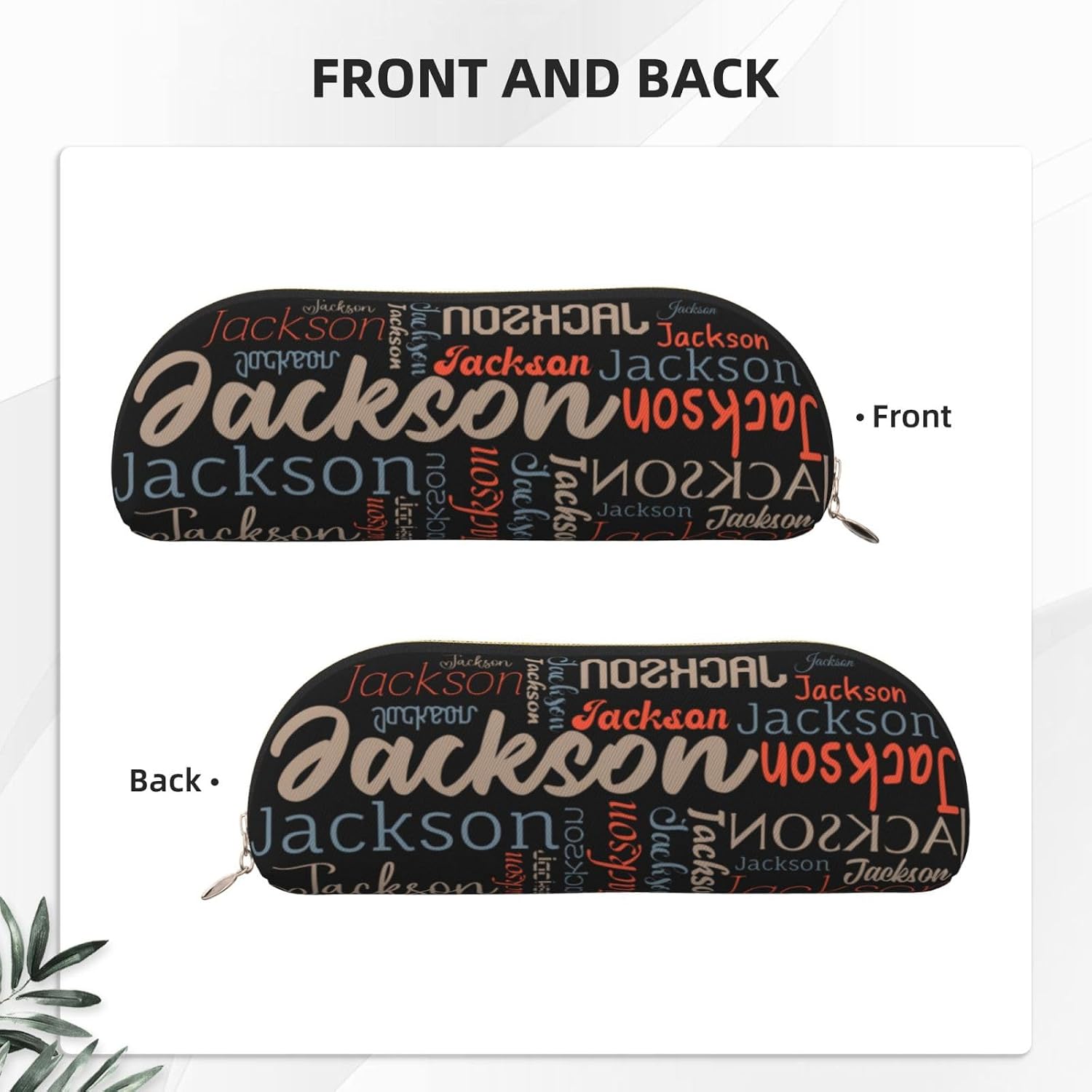Custom Name Pencil Case Customized Text Zipper Pencil Pouch Bag Personalized Name Travel Pencil Holder Box School College Office Organizer For Teens Girls Adults Student