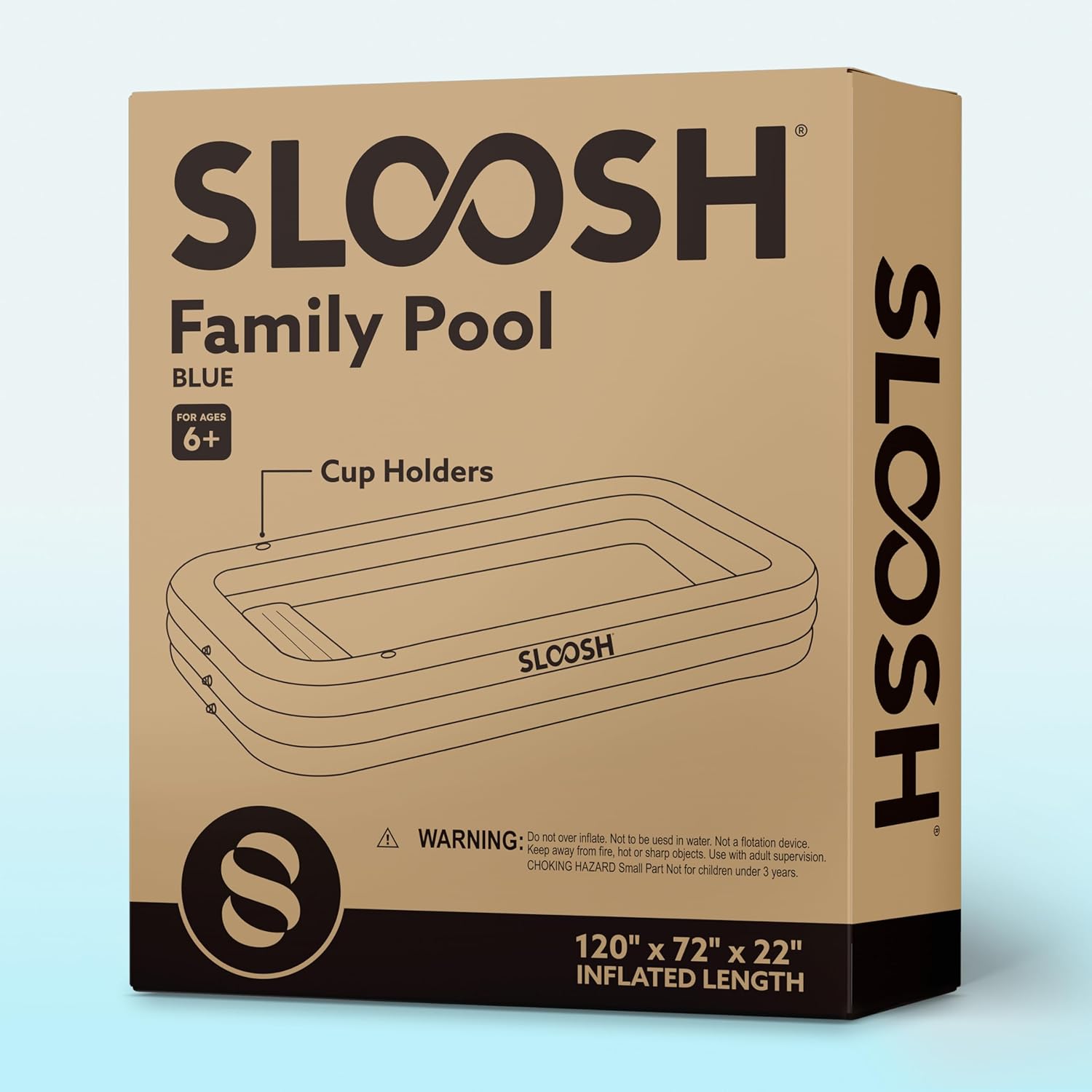 SLOOSH Inflatable Pool for Adults with Seats, 120" x 72" x 22" Full-Sized Blow Up Durable Thickened Above Ground Family Pool, Large Swimming Pools for Backyard Garden Lawn Summer Water Party, Blue