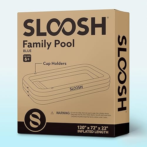 Miniatura 8 de SLOOSH - Alberca inflable para adultos con asientos, de 120 pulgadas x 72 pulgadas x 22 pulgadas, de tamaño completo, resistente, gruesa, por encima