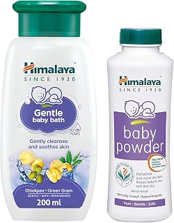 Himalaya Gentle Baby Wash (200ml) & Himalaya Herbals Baby Powder (Pack of 200 gram)