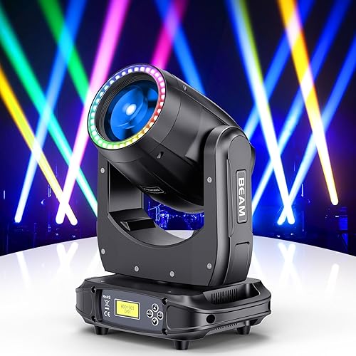 Vista 8 de Luces de cabeza móvil de 150 W, luces de DJ RGBW, 17 Gobos, 13 colores, 16 canales DMX 512 con sonido activado para iluminación de escenario, boda