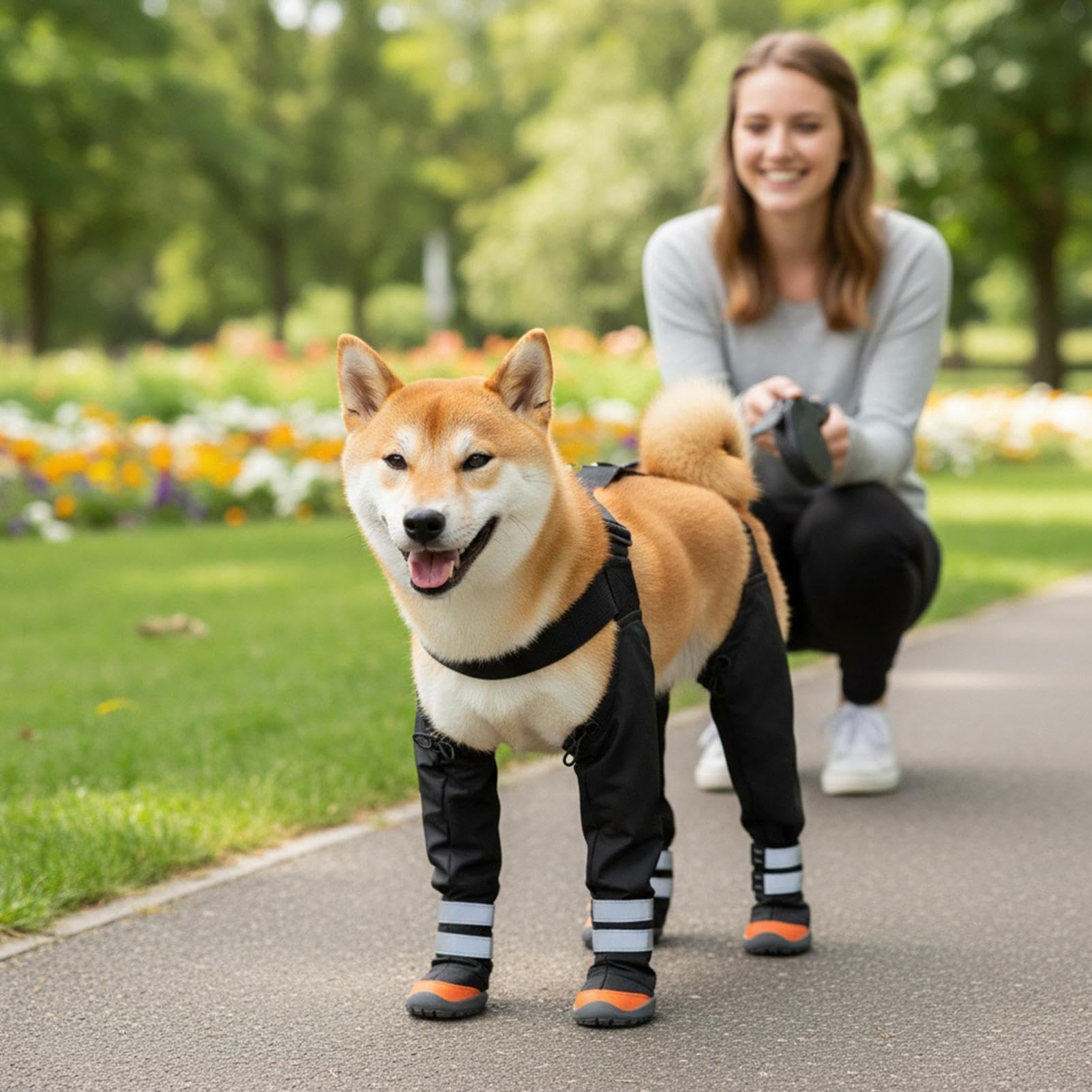 Stivaletti Regolabili per Cani Impermeabile Antiscivolo Protettivo | Pantaloni da Neve Antiscivolo Regolabili con Striscia Riflettente Passeggiate Invernali su Neve e All'aperto
