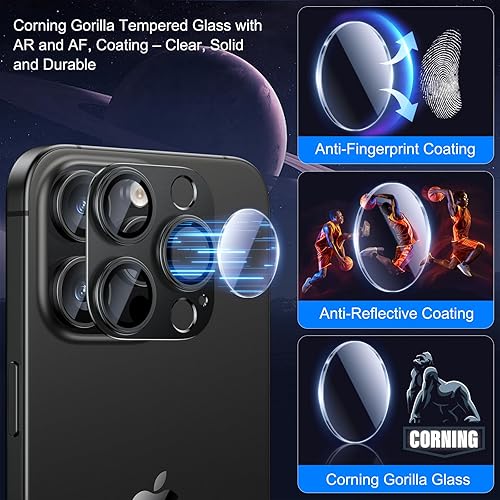 Miniatura 2 de Esanik Paquete de 2 protectores de lente de cámara para iPhone 15 ProiPhone 15 Pro Max, carcasa de aleación de aluminio mate de metal mate, cubierta