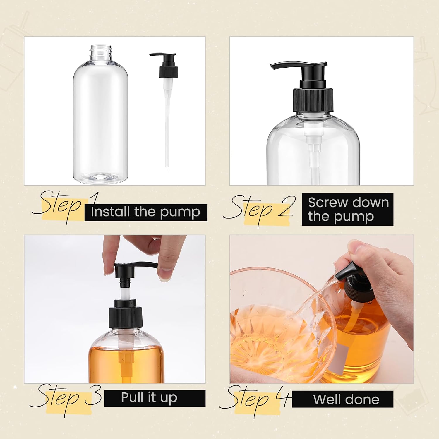 9 Pcs Coffee Syrup Dispenser Set 16.9 oz / 500 ml for Coffee Bar
