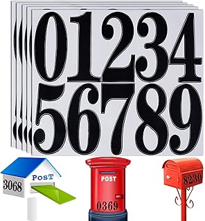 AMIJOUX 50 Pcs Mailbox Number Stickers, Reflective Address Numbers for House, 4" Self Adhesive Premium Vinyl Numbers Waterproof Mailbox Numbers Decal for Mailbox Signs Window Door Cars Home Business
