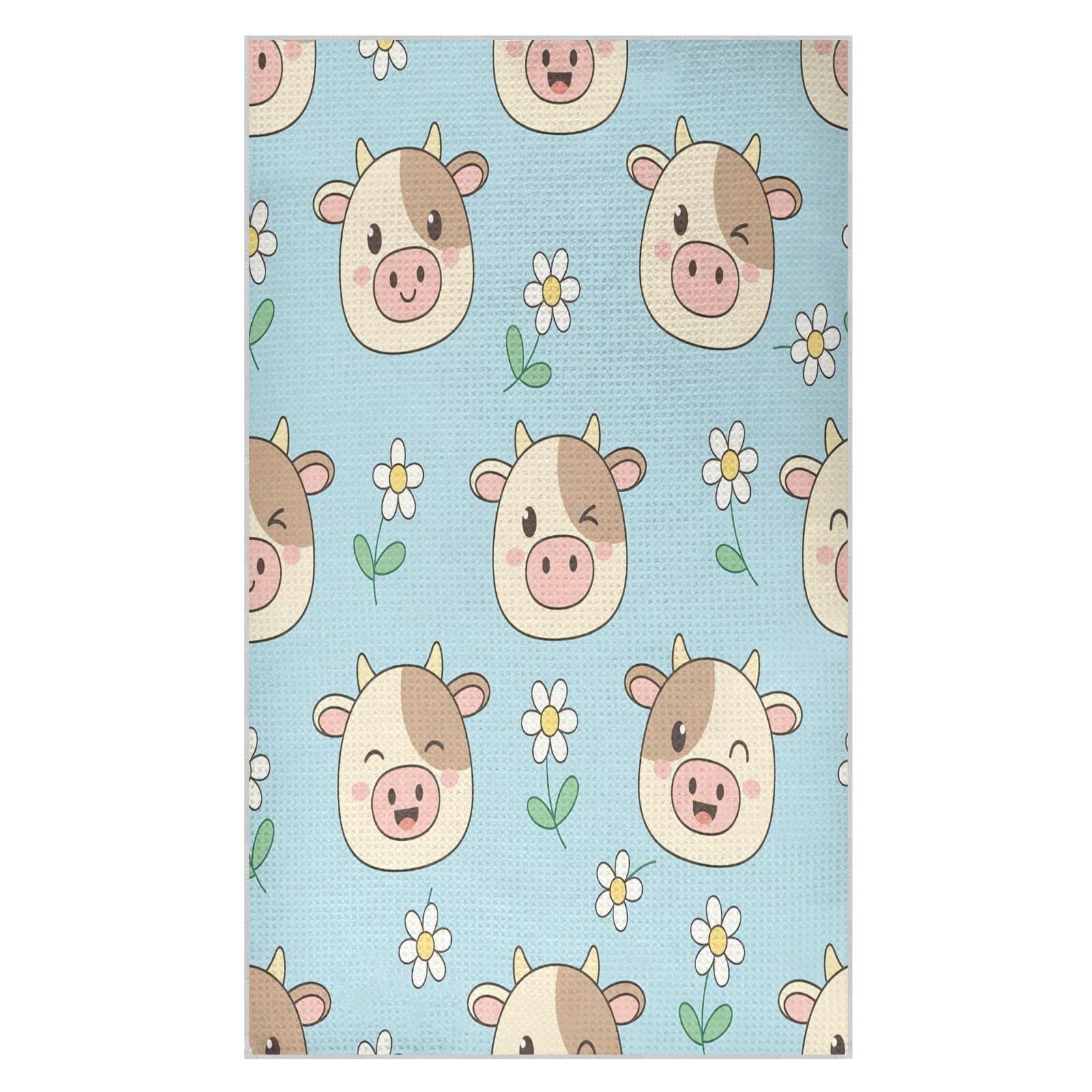 BURSTDDY Cartoon Cow Kitchen Towels,Absorbent Dish Towels 2 Pack
