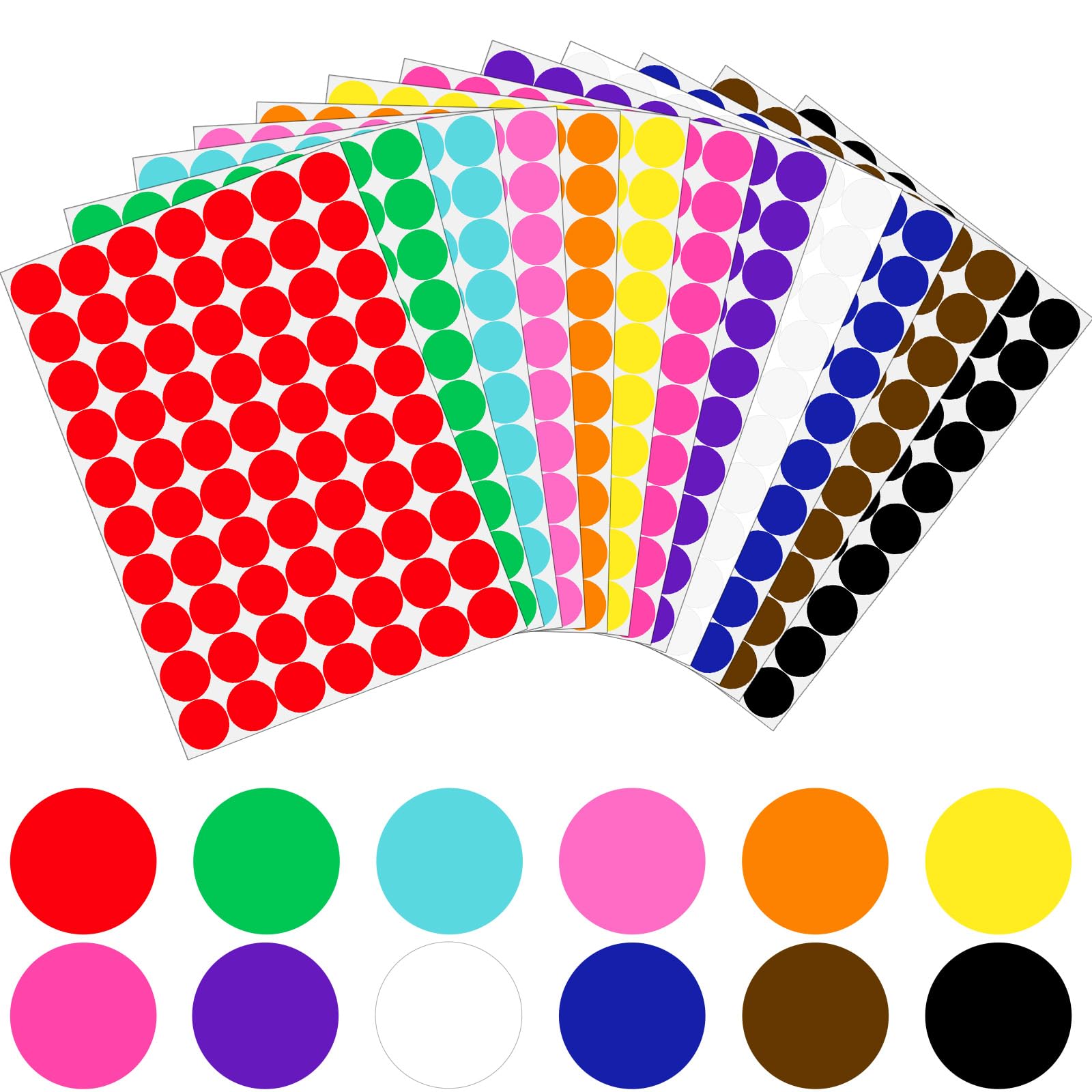 1680 Piezas 25mm Grandes Gomets Colores Surtidos 12 Colores Pegatinas Redondas Adhesivos, Stickers Codificación Etiquetas Adhesivas para Calendario Escuela Hogar Oficina