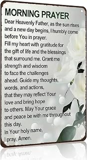 Funnysign Christian Gifts Morning Prayer Religious Tin sign for Home Church Prayer Room Office Chapel Decor 8x12 Inch(3985)