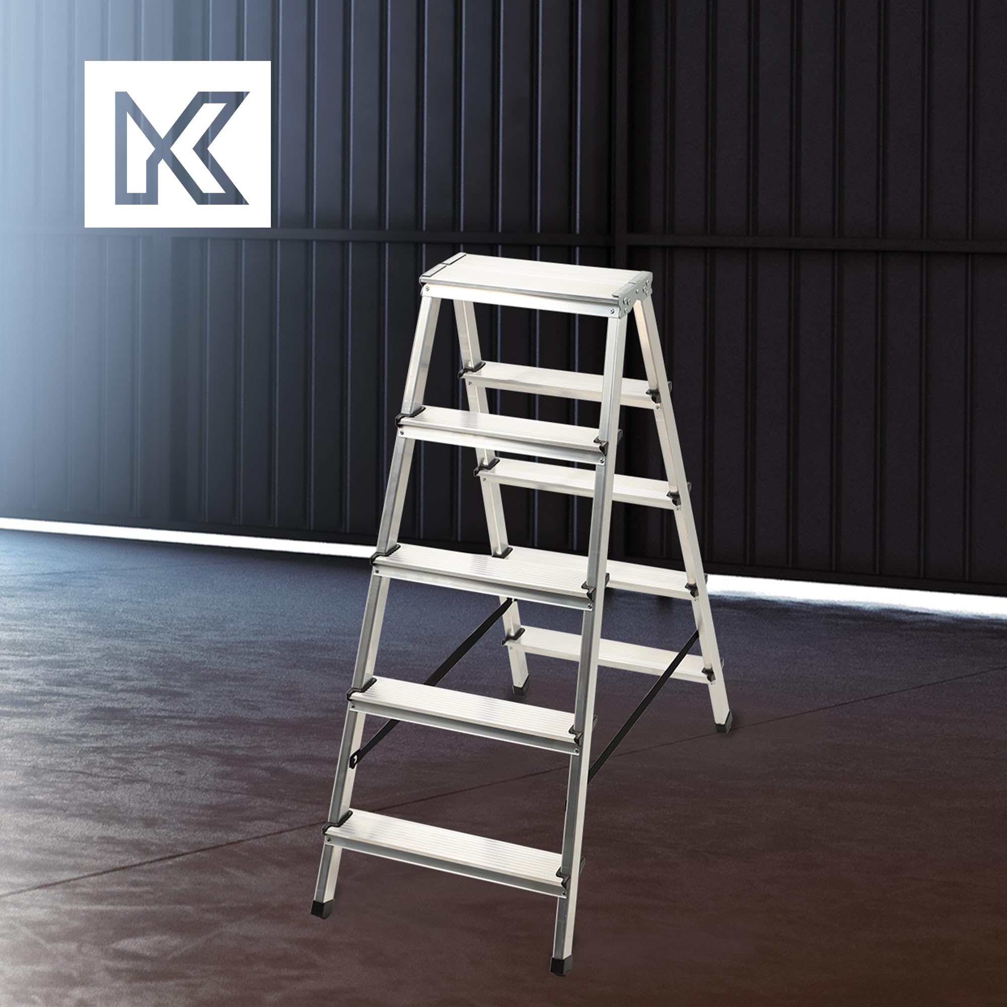 KADAX Escabeau alu 5 marches Pliable | jusqu'a 125kg | Pieds antiderapants | Menage Peinture Atelier | Leger transportable