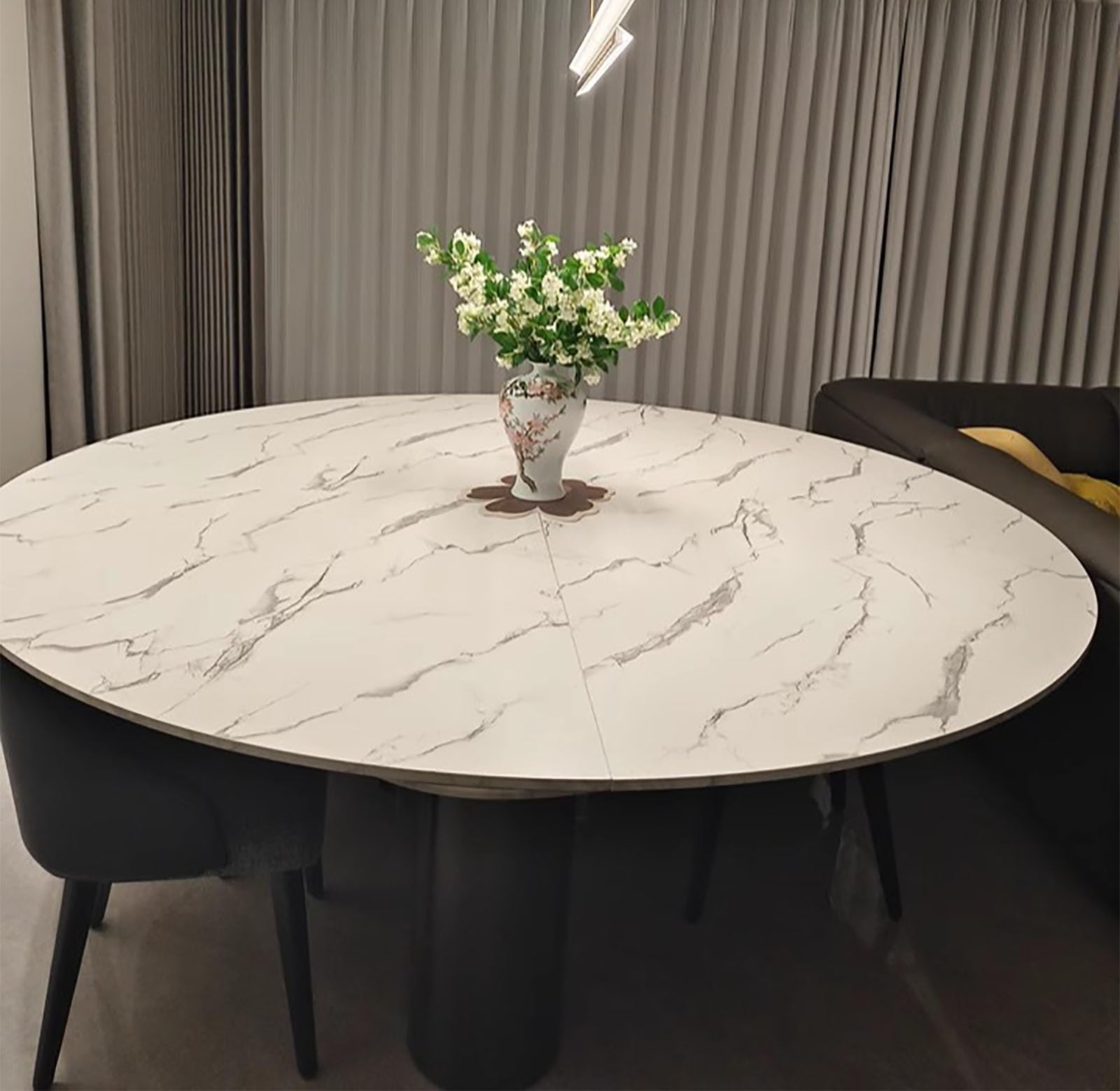 Estensore rotondo per tavolo da pranzo regolabile da 110 a 180 cm, pieghevole, per soggiorno e cucina, ideale per banchetti e riunioni, soluzione versatile di espansione del tavolo